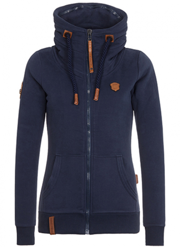 Hoodie dengan Aksen Ritsleting pada Kerah